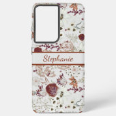 Modern Burgundy Wildflowers | Elegant Boho Floral Samsung Galaxy Hoesje (Achterkant)