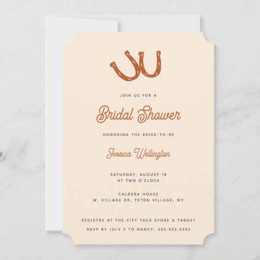 Modern Burnt Sinaasappel Cowgirl Vrijgezellenfeest Kaart (Voorkant)