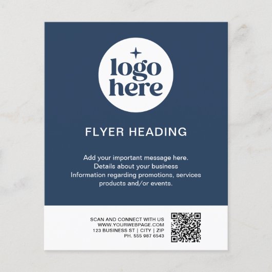 Modern Business Blue Custom Logo QR Code Business Flyer (Voorkant)