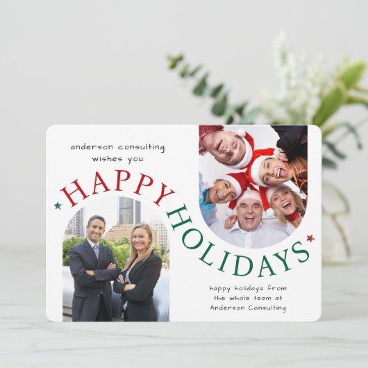Modern Business Christmas Holiday Card Green Feestdagenkaart (Staand voorkant)