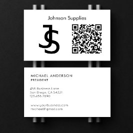 Modern Business Custom Monogram Logo en QR-code Visitekaartje