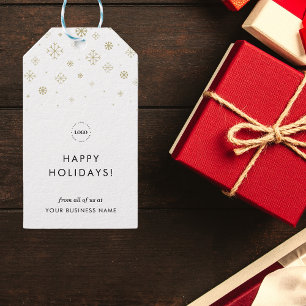 Modern Business Gold Snowflake Custom Company Logo Cadeaulabel