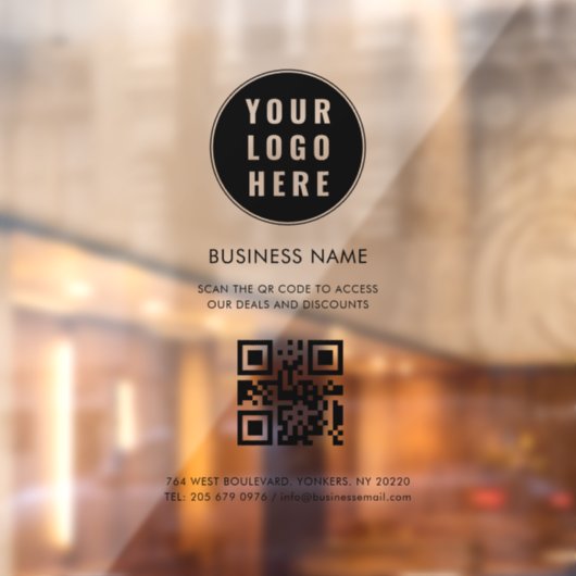 Modern Business Logo and QR Code Custom Raamsticker (Vel 2)