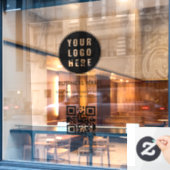 Modern Business Logo and QR Code Custom Raamsticker (Cafe Raam)