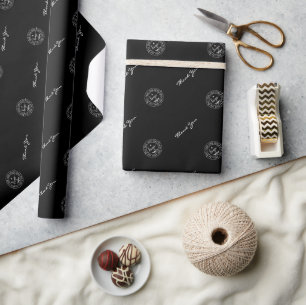 Modern Business Logo Bedankt zwart-wit Cadeaupapier