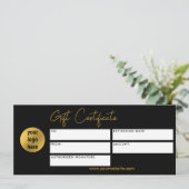 Modern Business Logo Cadeaubon Zwart Goud (Staand voorkant)