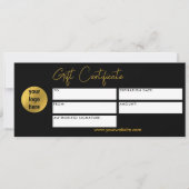Modern Business Logo Cadeaubon Zwart Goud (Voorkant)