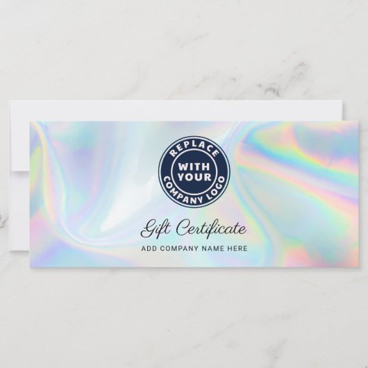 Modern Business Logo Holographic Gift Certificate (Voorkant)