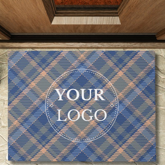 Modern Business Logo Plaid Pattern Promotional Deurmat (Creator heeft geüpload)