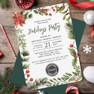 Modern Business Logo Waterverf kerstfeest Kaart