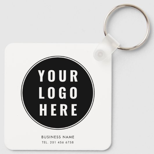 Modern Business Logo Zwart Wit Custom Giveaway Sleutelhanger (Achterkant)