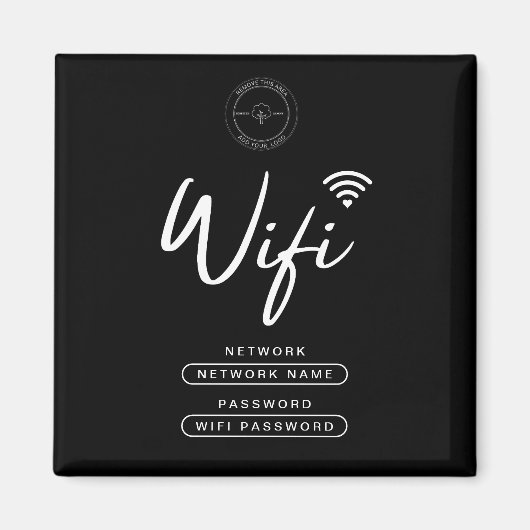 Modern Business Logo Zwart-wit Wifi Details Magneet (Voorkant)