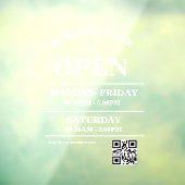 Modern Business opening hours logo and qr code Raamsticker (Vel 3)