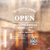 Modern Business opening hours logo and qr code Raamsticker (Vel 2)