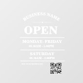 Modern Business opening hours logo and qr code Raamsticker (Vel)