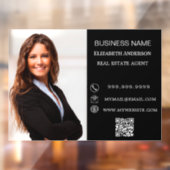 Modern Business Photo Contact Information black Raamsticker (Vel 2)
