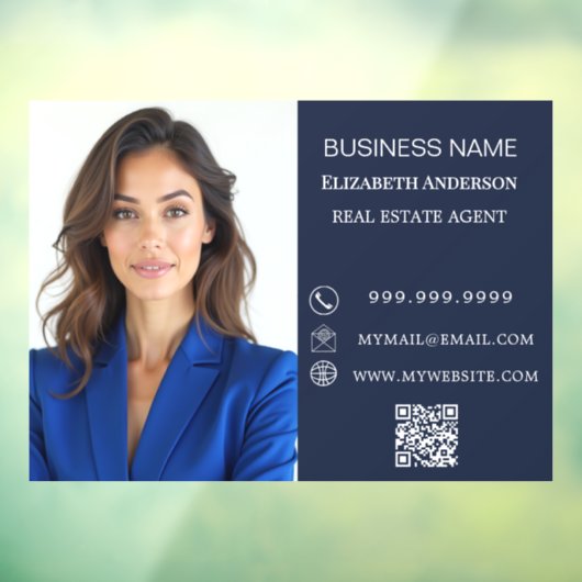 Modern Business Photo Contact Information blue Raamsticker (Vel 3)