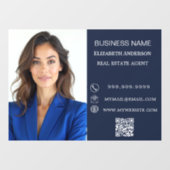 Modern Business Photo Contact Information blue Raamsticker (Vel)