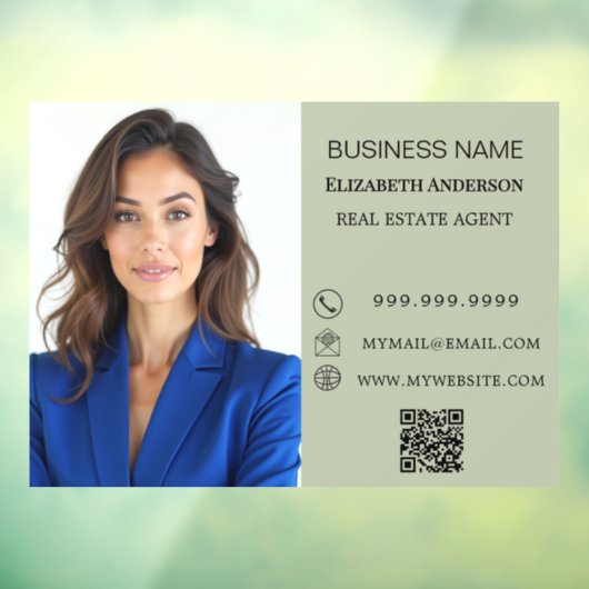 Modern Business Photo Contact Information sage Raamsticker (Vel 3)
