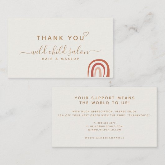 Modern Business Signature Script Dank u wel Kortingskaartje (Voorkant / Achterkant)