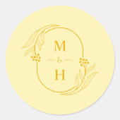 Modern Butter Yellow Boho Monogram Wedding Ronde Sticker (Voorkant)
