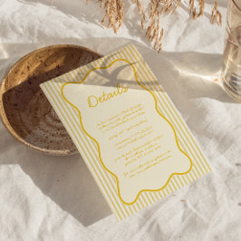 Modern Butter Yellow Wedding Detail Kaart