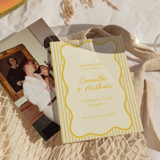 Modern Butter Yellow Wedding Save the Date
