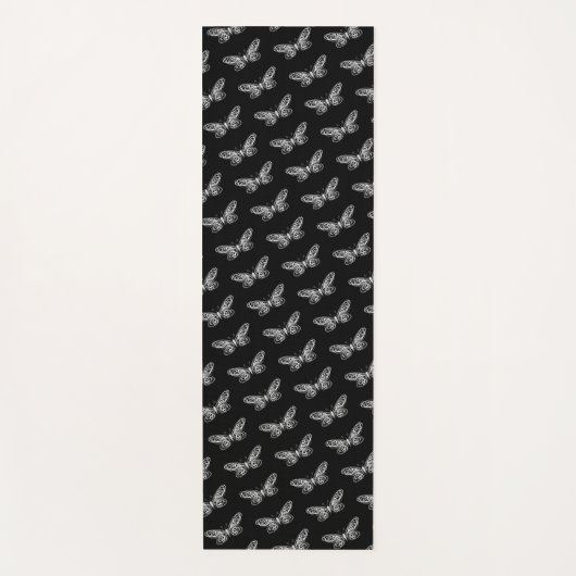 Modern Butterflies Black Yoga Mat (Voorkant)
