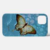 Modern Butterfly Linen Scroll Fgrave Floral Case (Achterkant (horizontaal))