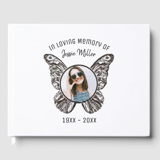 Modern Butterfly Memorial Guest Book Gastenboek