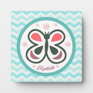Modern Butterfly Personalized Chevron Kinder desig Fotoplaat