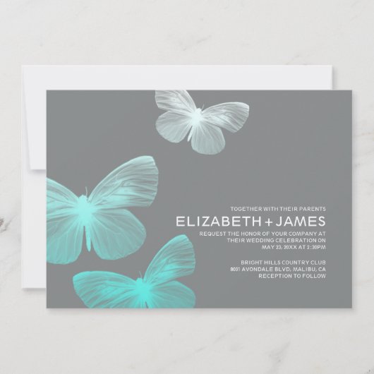 Modern Butterfly Wedding Invitations Kaart (Voorkant)