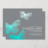 Modern Butterfly Wedding Invitations Kaart (Voorkant / Achterkant)