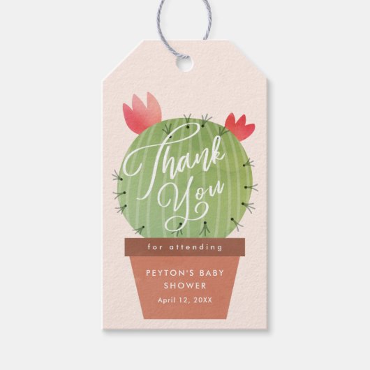 Modern Cactus Baby shower Dank u wel Cadeaulabel (Voorkant)