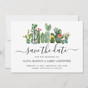Modern Cactus Cacti Succulent Floral South Wedding Save The Date