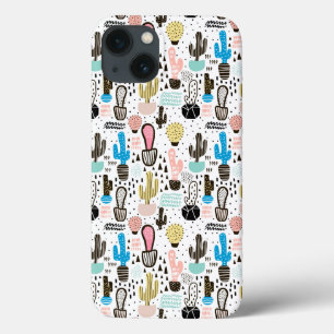 Modern Cactus Geometric Pattern iPhone 13 Hoesje