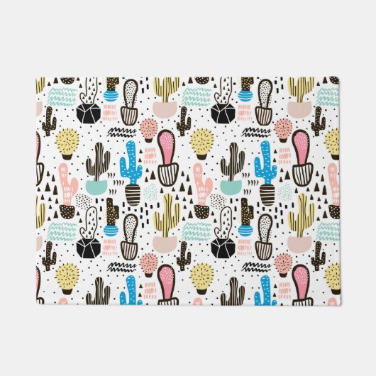 Modern Cactus Geometric Pattern Deurmat (Voorkant)