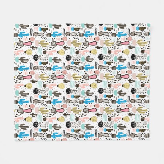 Modern Cactus Geometric Pattern Fleece Deken (Voorkant (Horizontaal))