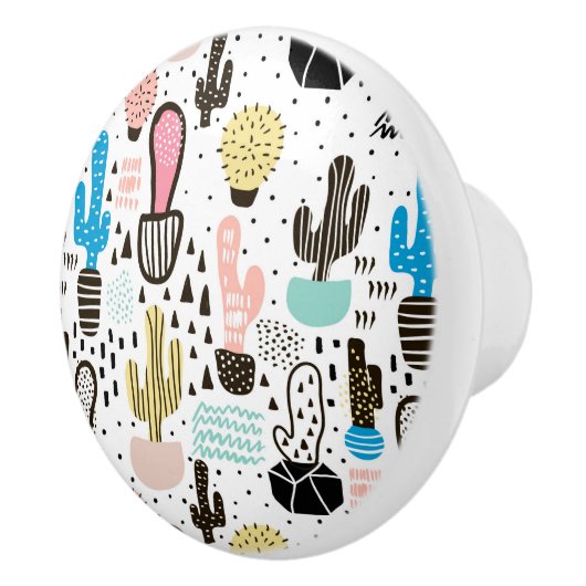 Modern Cactus Geometric Pattern Keramische Knop (Rechts)