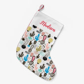 Modern Cactus Geometric Pattern Kleine Kerstsok (Voorkant (Hangend))