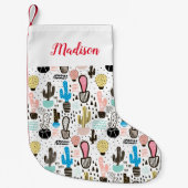 Modern Cactus Geometric Pattern Kleine Kerstsok (Voorkant)