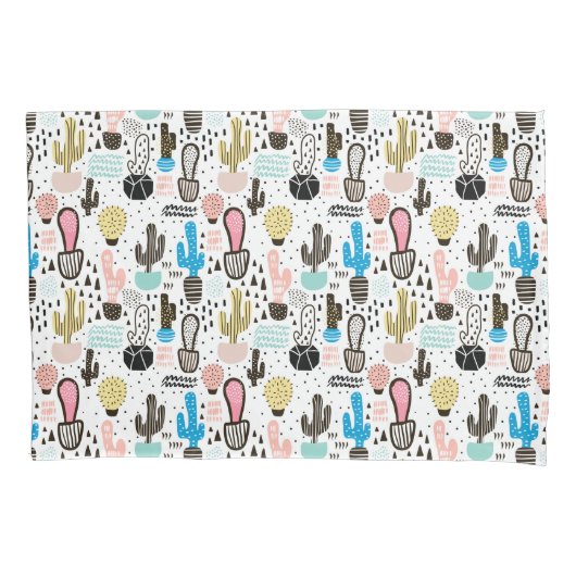 Modern Cactus Geometric Pattern Kussensloop (Voorkant-Links)