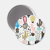 Modern Cactus Geometric Pattern Magneet (Voorkant / Achterkant)