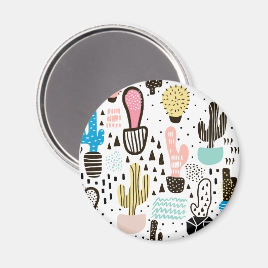 Modern Cactus Geometric Pattern Magneet (Voorkant / Achterkant)