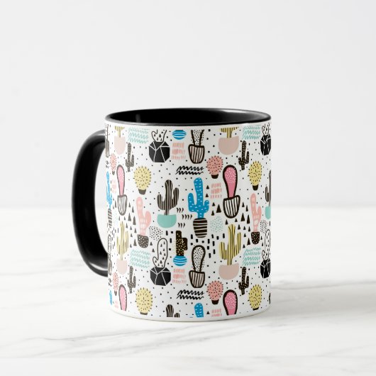 Modern Cactus Geometric Pattern Mok (Voorkant links)