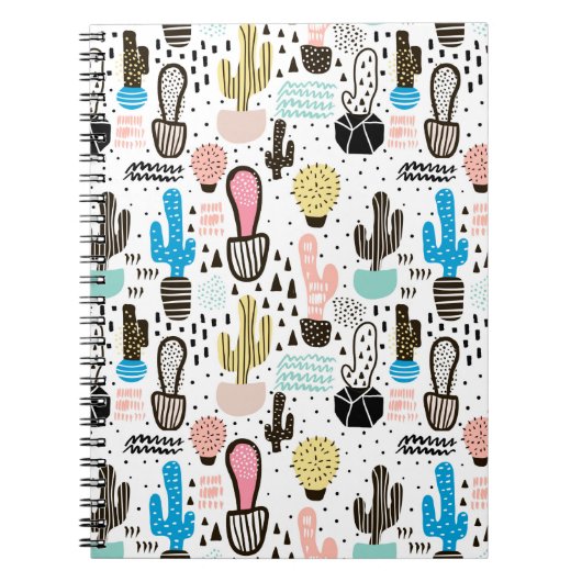 Modern Cactus Geometric Pattern Notitieboek (Voorkant)