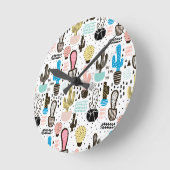 Modern Cactus Geometric Pattern Ronde Klok (Hoek)