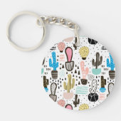 Modern Cactus Geometric Pattern Sleutelhanger (Voorkant)