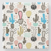 Modern Cactus Geometric Pattern Stenen Onderzetter (Voorkant)