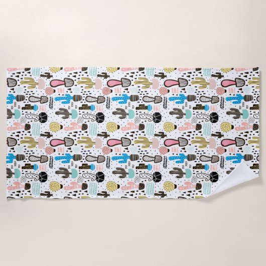 Modern Cactus Geometric Pattern Strandlaken (Voorkant)